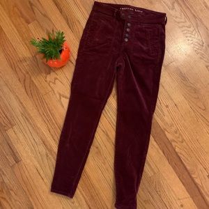 AE Maroon High-Waisted Jeggings Corduroy